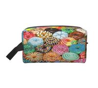 SamLng Large Travel Cosmetic Bag - Donuts Full-Print Design, Portable Toiletry Organizer, Multi-Use Pouch for Makeup, White, One Size