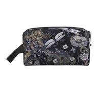 SamLng Large Travel Cosmetic Bag - Dragonflies Grey Full-Print Design, Portable Toiletry Organizer, Multi-Use Pouch for Makeup, White, One Size