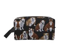 SamLng Large Travel Cosmetic Bag - English Bulldogs Full-Print Design, Portable Toiletry Organizer, Multi-Use Pouch for Makeup, White, One Size