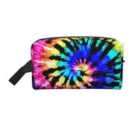 SamLng Large Travel Cosmetic Bag - Exotic Tribe Tie Dye Style Full-Print Design, Portable Toiletry Organizer, Multi-Use Pouch for Makeup, White, One Size