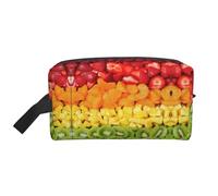 SamLng Large Travel Cosmetic Bag - Fruit Rainbow Full-Print Design, Portable Toiletry Organizer, Multi-Use Pouch for Makeup, White, One Size
