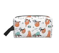 SamLng Large Travel Cosmetic Bag - funny Cute Animal Sloth Music Full-Print Design, Portable Toiletry Organizer, Multi-Use Pouch for Makeup, White, One Size