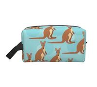 SamLng Large Travel Cosmetic Bag - Funny for Kangaroo Zoo Full-Print Design, Portable Toiletry Organizer, Multi-Use Pouch for Makeup, White, One Size