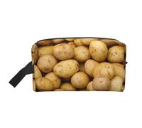 SamLng Large Travel Cosmetic Bag - Garden Potatoes Full-Print Design, Portable Toiletry Organizer, Multi-Use Pouch for Makeup, White, One Size
