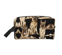 SamLng Large Travel Cosmetic Bag - German shepherd dog Full-Print Design, Portable Toiletry Organizer, Multi-Use Pouch for Makeup, White, One Size