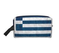 SamLng Large Travel Cosmetic Bag - greek flag Full-Print Design, Portable Toiletry Organizer, Multi-Use Pouch for Makeup, White, One Size