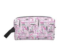 SamLng Large Travel Cosmetic Bag - Gymnastics Pink Full-Print Design, Portable Toiletry Organizer, Multi-Use Pouch for Makeup, White, One Size