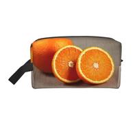SamLng Large Travel Cosmetic Bag - Orange Fruit Full-Print Design, Portable Toiletry Organizer, Multi-Use Pouch for Makeup, White, One Size
