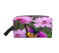 SamLng Large Travel Cosmetic Bag - Purple butterfly and flowers Full-Print Design, Portable Toiletry Organizer, Multi-Use Pouch for Makeup, White, One Size