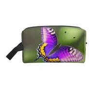 SamLng Large Travel Cosmetic Bag - Purple Butterfly pattern Full-Print Design, Portable Toiletry Organizer, Multi-Use Pouch for Makeup, White, One Size