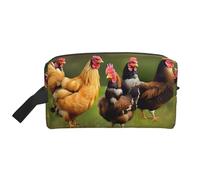 SamLng Large Travel Cosmetic Bag - Rooster Full-Print Design, Portable Toiletry Organizer, Multi-Use Pouch for Makeup, White, One Size