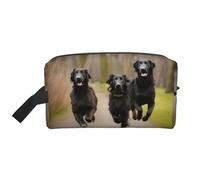 SamLng Large Travel Cosmetic Bag - Trotting Flat Coated Retrievers Paw Full-Print Design, Portable Toiletry Organizer, Multi-Use Pouch for Makeup, White, One Size