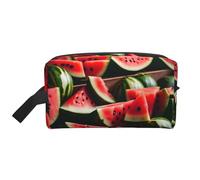 SamLng Large Travel Cosmetic Bag - Watermelon fresh fruit Full-Print Design, Portable Toiletry Organizer, Multi-Use Pouch for Makeup, White, One Size