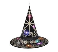 SamLng Magical Design Norse Runes Compass Witch Hat - Halloween Costume Accessories for Party, Masquerade & Ladies Cosplay Dress - LED Light Cap