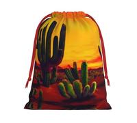SamLng Medium Drawstring Gift Bag - Cactus in Desert Perfect for Christmas, Holiday, & Party Favors - Candy Bags & Treat Sacks