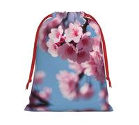 SamLng Medium Drawstring Gift Bag - Cherry Blossoms Perfect for Christmas, Holiday, & Party Favors - Candy Bags & Treat Sacks