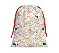 SamLng Medium Drawstring Gift Bag - Dog Perfect for Christmas, Holiday, & Party Favors - Candy Bags & Treat Sacks