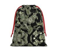 SamLng Medium Drawstring Gift Bag - Dollar Sign Money Perfect for Christmas, Holiday, & Party Favors - Candy Bags & Treat Sacks