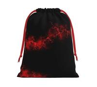 SamLng Medium Drawstring Gift Bag - Explosion Burst Red Black Perfect for Christmas, Holiday, & Party Favors - Candy Bags & Treat Sacks