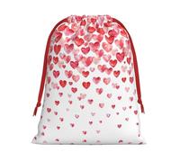 SamLng Medium Drawstring Gift Bag - Falling Red Hearts Perfect for Christmas, Holiday, & Party Favors - Candy Bags & Treat Sacks