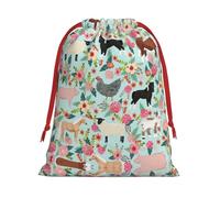 SamLng Medium Drawstring Gift Bag - Farm animal Perfect for Christmas, Holiday, & Party Favors - Candy Bags & Treat Sacks