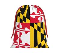 SamLng Medium Drawstring Gift Bag - Flag of Maryland Perfect for Christmas, Holiday, & Party Favors - Candy Bags & Treat Sacks