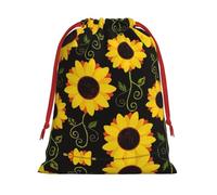 SamLng Medium Drawstring Gift Bag - Floral Sunflower Perfect for Christmas, Holiday, & Party Favors - Candy Bags & Treat Sacks