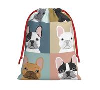 SamLng Medium Drawstring Gift Bag - french bulldog Perfect for Christmas, Holiday, & Party Favors - Candy Bags & Treat Sacks