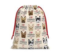 SamLng Medium Drawstring Gift Bag - French dog Perfect for Christmas, Holiday, & Party Favors - Candy Bags & Treat Sacks