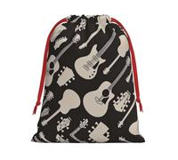 SamLng Medium Drawstring Gift Bag - Guitar pattern Perfect for Christmas, Holiday, & Party Favors - Candy Bags & Treat Sacks