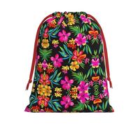 SamLng Medium Drawstring Gift Bag - Hawaiian Flower Perfect for Christmas, Holiday, & Party Favors - Candy Bags & Treat Sacks