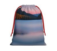 SamLng Medium Drawstring Gift Bag - Lake under Sunset Perfect for Christmas, Holiday, & Party Favors - Candy Bags & Treat Sacks