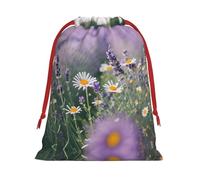 SamLng Medium Drawstring Gift Bag - lavender and daisies Perfect for Christmas, Holiday, & Party Favors - Candy Bags & Treat Sacks