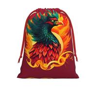 SamLng Medium Drawstring Gift Bag - Phoenix Perfect for Christmas, Holiday, & Party Favors - Candy Bags & Treat Sacks