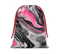 SamLng Medium Drawstring Gift Bag - Pink Abstract Marble Gray Artistic Perfect for Christmas, Holiday, & Party Favors - Candy Bags & Treat Sacks