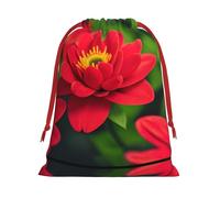 SamLng Medium Drawstring Gift Bag - Red beautiful flower Perfect for Christmas, Holiday, & Party Favors - Candy Bags & Treat Sacks