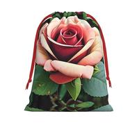 SamLng Medium Drawstring Gift Bag - Rustic Rose Flowers Perfect for Christmas, Holiday, & Party Favors - Candy Bags & Treat Sacks