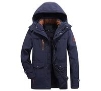 SamLng Mens Winter Jacket, Fleece Lined Quilted Padded Hooded Coat, Warm Thermal Windproof Tactical Cargo Parka, Commuting Walking Travelling Working, Mid Length Zip Closure Soft