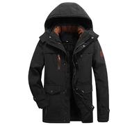 SamLng Mens Winter Jacket, Fleece Lined Quilted Padded Hooded Coat, Warm Thermal Windproof Tactical Cargo Parka, Commuting Walking Travelling Working, Mid Length Zip Closure Soft