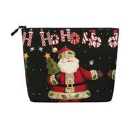 SamLng Merry Christmas Versatile Toiletry Organizer - Fake Hemp Makeup Bag – Reusable Cosmetic Bag with Zipper Pouch, Black, One Size