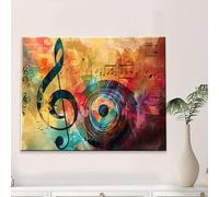 SamLng Modern Abstract Music-Themed Canvas Wall Art - Minimalist Colorful, for Home, Office, Living Room Hallway Decor(50x100cm/with frame)