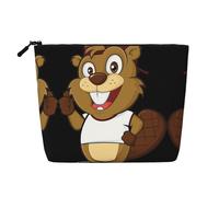 SamLng Naughty Beaver Versatile Toiletry Organizer - Fake Hemp Makeup Bag - Reusable Cosmetic Bag with Zipper Pouch, Black, One Size