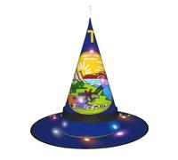 SamLng Nebraska State Flag Witch Hat - Halloween Costume Accessories for Party, Masquerade & Ladies Cosplay Dress - LED Light Cap