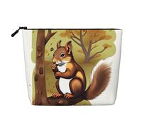 SamLng Nut-eating squirrel Versatile Toiletry Organizer - Fake Hemp Makeup Bag – Reusable Cosmetic Bag with Zipper Pouch, Black, One Size