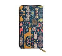 SamLng Owl Rabbit Bird Fox Print Leather Long Clutch Wallet for Women â€“ Fashionable, and Lightweight Waterproof Leather Wallet, Black, One Size