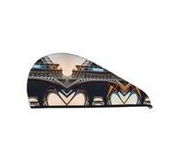 SamLng Paris Eiffel Tower Picture Coral Velvet Dry Hair Cap â€“ Perfect for Home, Travel, Pool Parties, Beaches, Baths, and More
