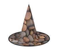 SamLng Pebbles in the beach Halloween Witch Hat for Adults - Party Hat for Masquerade, Carnival, Cosplay - Pointed Horn Decoration Cap