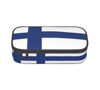 SamLng Pencil Case with Finnish Flag Full-Print Design – Multi-Purpose Organizer – Durable Oxford Cloth, Multiple Compartments