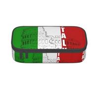 SamLng Pencil Case with Roman Colosseum Italian Flag Full-Print Design - Multi-Purpose Organizer - Durable Oxford Cloth, Multiple Compartments
