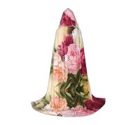 SamLng peony flowers blossom Hooded Cloak - Role-Play Costume for Teens, Suitable for Cosplay, Christmas, Halloween, Easter, Carnival